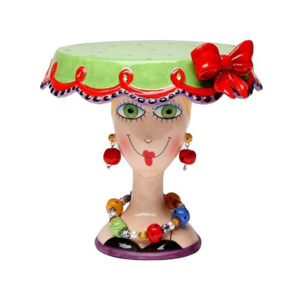 Colorful Ceramic Cake Stand with Bow